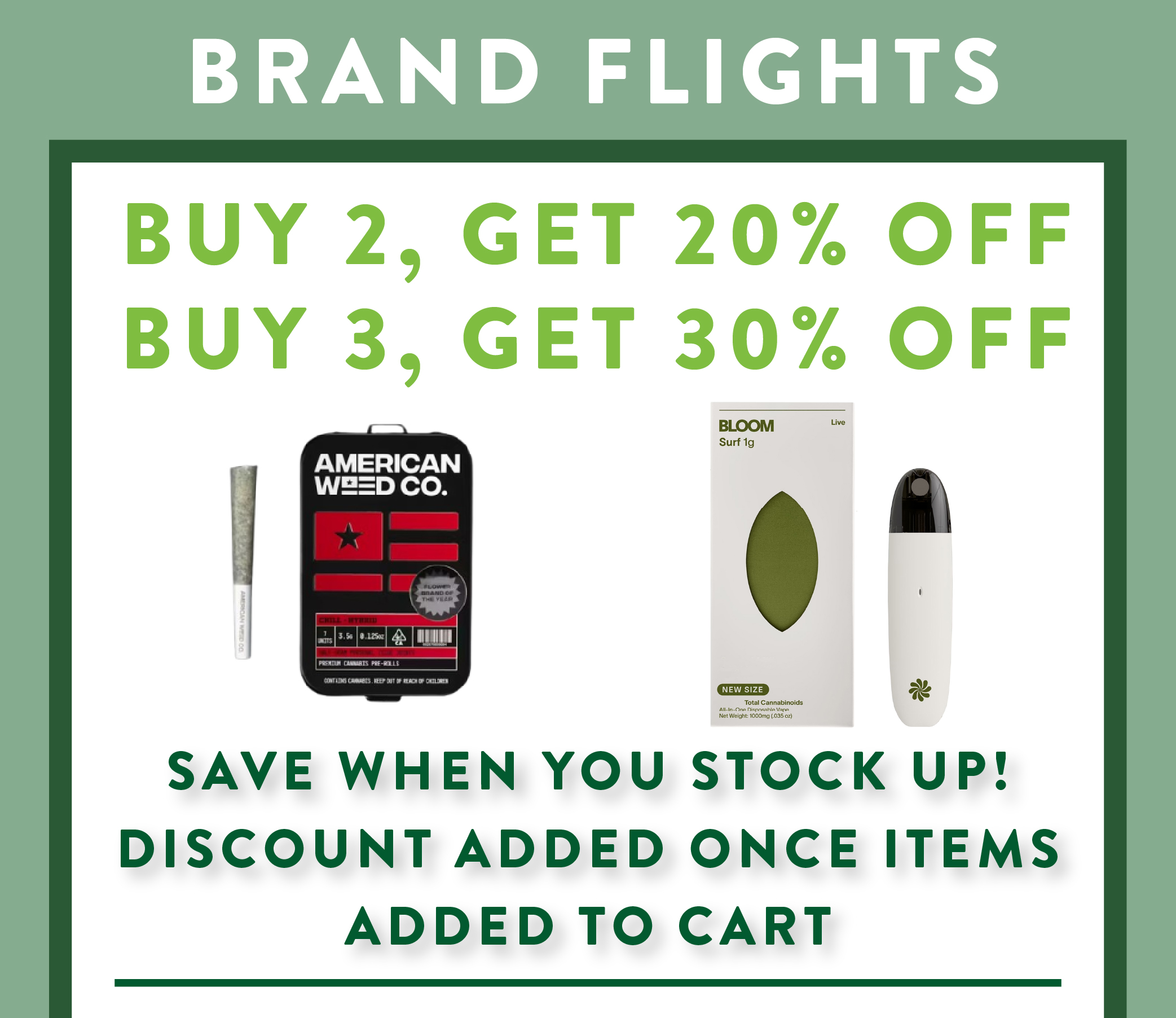 Brand Flights: 2 for 20% or 3 for 30% Off